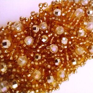 Handmade Gold Beaded Belt Vintage Ice Show Costume Accessory Fabric Back